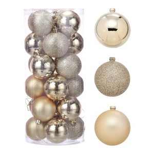 Unique Bargains Plastic Party Wedding Christmas Barrel Packed Hanging Ornament Balls 2.4" 24 Pcs - 1 of 4