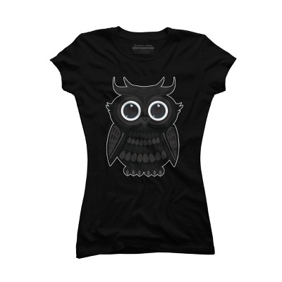 Junior's Design By Humans Black Owl By Adamzworld T-Shirt