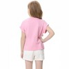 Girls Short Sleeve T-Shirt Top Solid Roll Up Cuffs Crew Neck Fashion Tees with Spliced 3D Floral - 3 of 3