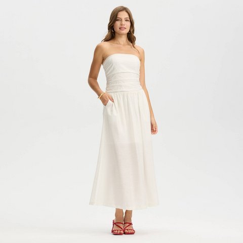 Женские платья A New Day Women's Sleeveless Ruched Midi A-Line Dress - A New Day™ Cream XL