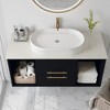 KWPZQEB 38" Modern Bathroom Vanity with Ceramic Basin, Floating Vanity Sink Cabinet with 2 Drawer & Open Shelf Storage, Freestanding Bathroom Cabinet - 3 of 4