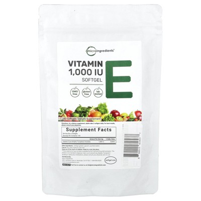 Micro Ingredients Vitamin E, 240 Softgels (500 IU per Softgel)