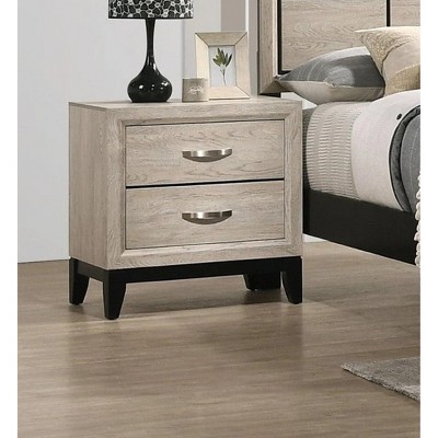 NicBex Two-Drawer Nightstand Bedside Table with Solid Legs End Table with Metal Handles for Living Room, Bedroom