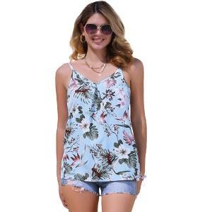 INSPIRE CHIC Women's Camisole Casual V Neck Floral Adjustable Spaghetti Strap Tank Top - 1 of 4