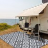Waterproof, Plastic Straw Area Rug, Large Floor Mat Reversible, Geometric RV Mat for Patio Porch Balcony Backyard  Camping - 4 of 4