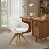 Art Leon Comfortable Fabric Swivel Accent Chair with Solid Oak Wood Legs - 2 of 3