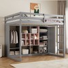 Whisen Twin Size Wood Loft Bed, Smart Storage with Wardrobe, Shelves & Cabinet, Colorful Design - 2 of 4