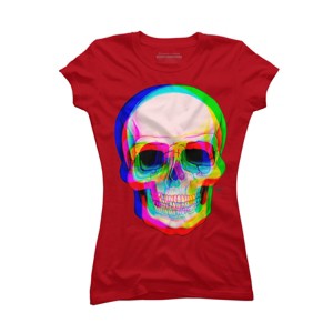 Junior's Design By Humans 3D Skull By AdrianFilmore T-Shirt - 1 of 3