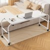 Overbed Table With Wheels, Height Adjustable Over The Bed Desk, Overbed Laptop Table, Rolling Tray Table for Home Office Hospital Bedroom White - 2 of 4
