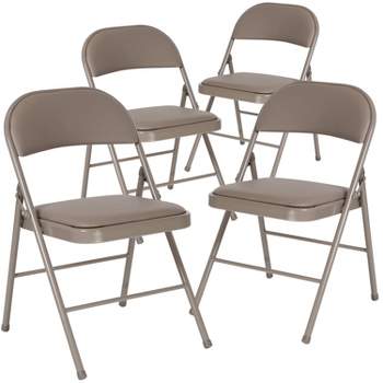 Emma and Oliver 4 Pack Vinyl Padded Metal Frame Event/Home Office Folding Chair