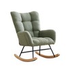 Teddy Upholstered Rocking Chair, Glider Chair with High Backrest, Modern Comfy Accent Armchair Reading Chair for Bedroom, Living Room - 2 of 4