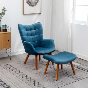CAVINAS Silky Velvet Accent Chair with High Button-Tufted Backrest and Ottoman,Upholstered Living Room Chairs,Reading Chairs for Living Room - 1 of 4