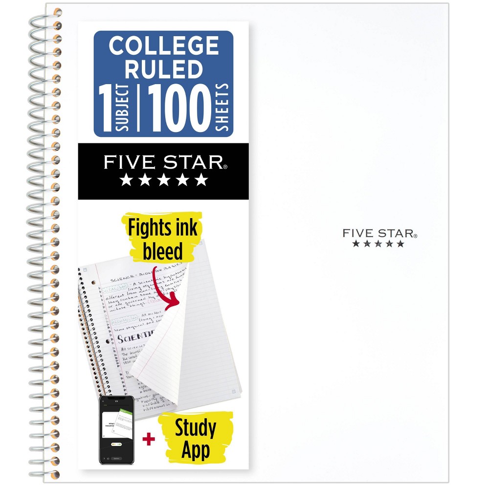 Five Star 8.5"x11" 1 Subject College Ruled Notebook White 100 Pages