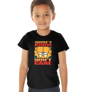 Toddler Boys' Garfield Dont Know Dont Care T-Shirt Black - 1 of 4