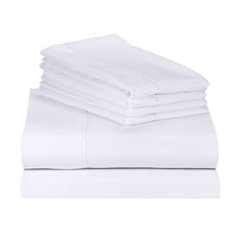 White Full 6 PC Rayon From Bamboo Solid Performance Sheet Set - Luxclub