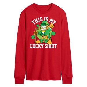 Men's - Garfield - This is My Lucky Shirt St. Patrick's Day Long Sleeve Graphic T-Shirt - 1 of 3