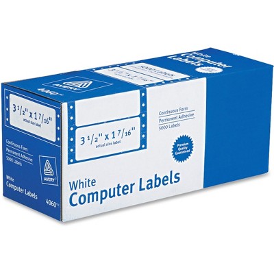 Avery Dot Matrix Mailing Labels 1 Across 1 7/16 x 3 1/2 White 5000/Box 4060