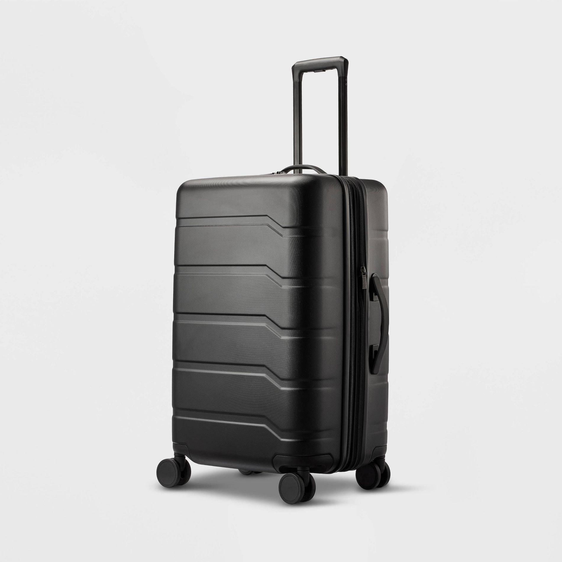 Hardside Medium Checked Spinner Suitcase Black - Open Story™️