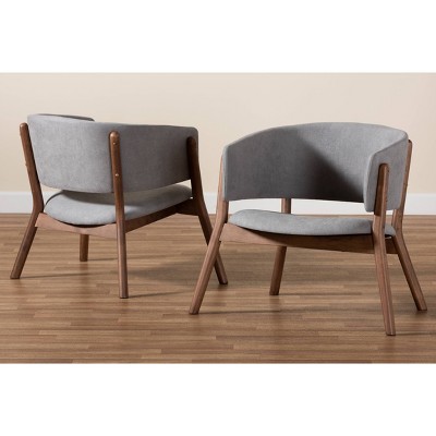 Light Grey Leather Barrel Accent Chair with Manufactured Wood Frame