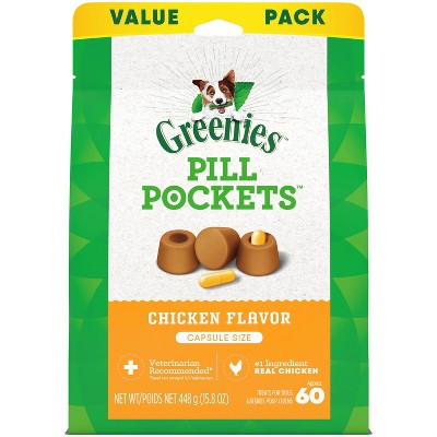 Greenies Chewy Dog Treats Pill Pockets Chicken Capsule Size