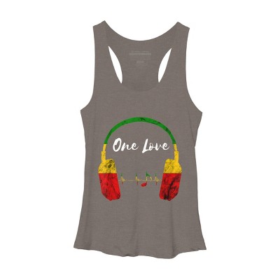 Adult Design By Humans Headphones Jamaican Pride One Love By Racerback Tank Top
