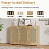 Retro 3-Door Sideboard with Large Storage, Artificial Rattan Doors & Metal Handles. Accent Cabinet for Living Room & Hallway (Natural Wood) - 4 of 4