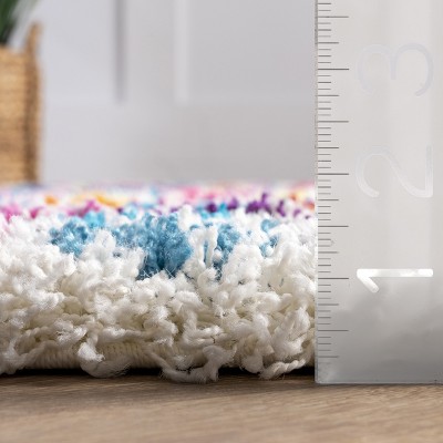 Sunny Spots Multicolor Shag Rug for Kids, 40" Round Synthetic