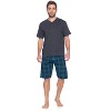 Ashford & Brooks Men's Woven Short Sleeve Jersey Top & Pajama Shorts Set - 2 of 4
