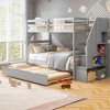 Tangkula Twin over Twin Wooden Bunk Bed w/ Trundle Storage Stairs Convertible - 2 of 4
