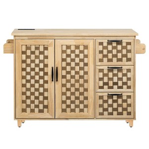 Lirago 53.2"W Fully Assembled Kitchen Island Kitchen Islands Assembled Medium Nature - 1 of 4