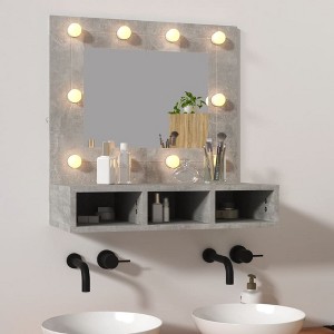 vidaXL Mirror Cabinet Concrete Gray Engineered Wood 23.6 x 12.4 x 24.4 in - 1 of 4