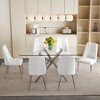 7-Piece Dining Set with Tempered Glass Table and 6 PU Armless Chairs - 3 of 4