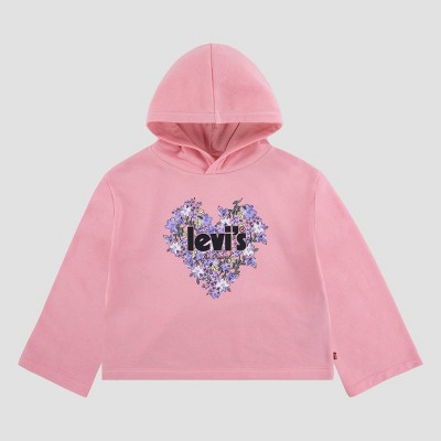 Levi s Girls Hooded Bell Sleeve Pullover Sweatshirt Pink S