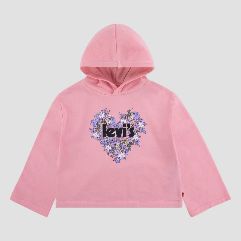Levi's® Girls' Hooded Bell Sleeve Pullover Sweatshirt, 1 of 5