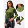 INSPIRE CHIC Women's Casual Vintage Velvet Crew Neck Long Sleeve T-shirts - 2 of 4