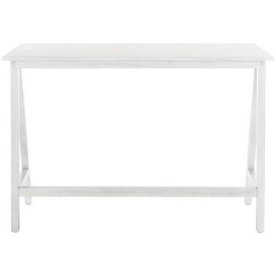 Asymmetrical Whitewashed Mahogany Desk with Drawer