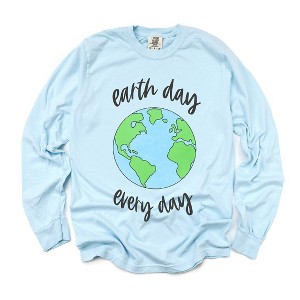 Simply Sage Market Women's Earth Day Every Day Long Sleeve Garment Dyed Tee - 1 of 3