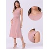 Allegra K Women's Crew Neck Ruched Casual A-line Midi Sleeveless Tank Dress - 2 of 4