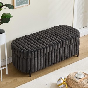 Sapphtopaz Ottoman Faux Fur Foot Stool with Black Metal Legs Modern Ottoman with Upholstered for Living Room, Bedroom, Entryway - 1 of 4