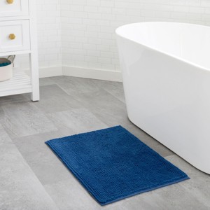 SEVOBAL Bath Rugs and Mats Thick Soft Absorbent Chenille Quick Dry Microfiber Mats Washable Shower Floor Rugs, Bathmat Runner, Blue, 17"*24"*0.59" - 1 of 4
