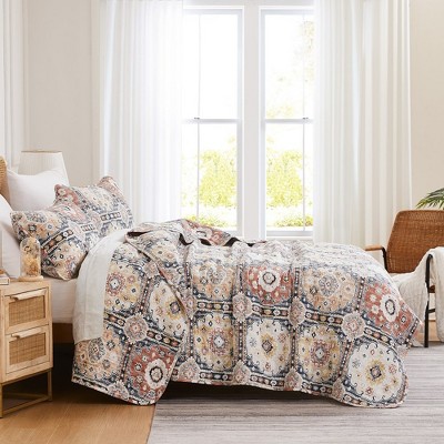 Natural Kilim Pattern King Microfiber Quilt Set