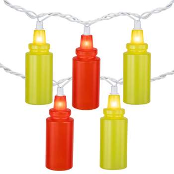 Northlight 10-Count Ketchup and Mustard Patio Light Set, 6ft White Wire
