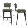 26" Counter Height Bar Stools Set of 2 - Faux Leather Upholstered with Back & Metal Legs for Kitchen Island & Home Bars - 2 of 4