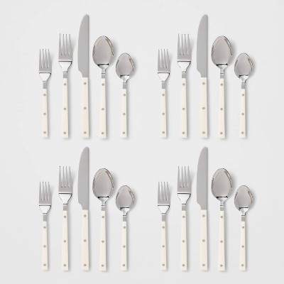 20pc Stainless Steel Burlington Silverware Set Cream - Threshold™