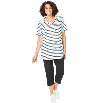 Woman Within Plus Size Two-Piece V-Neck Tunic & Capri Set