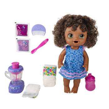 Baby Alive Magical Mixer Baby Doll Tropical Treat with Blender Accessories,  Drinks, Wets, Eats, Brown Hair Toy for Kids Ages 3 and Up