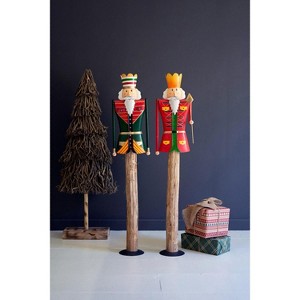 Painted Metal and Wood Nutcracker Figures – Set of Two Holiday Decor – by Kalalou - 1 of 3