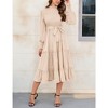 Women's Ruffle Mock Neck Long Sleeve Smocked Midi Dress Casual Floral Print Elastic Waist Tiered Long Dress - 4 of 4