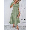 Women's Boho Floral Print Square Neck Beach Party Flowy Ruffle Midi Dress - 4 of 4