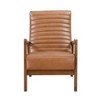 1pc Accent Chair Brown Faux Leather Walnut Finish Solid Rubberwood Modern Living Room Furniture - 2 of 4